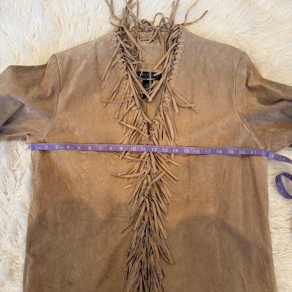 Vintage Suede Fringe Genuine Leather Jacket MACHINE WASHABLE Size Large - Picture 8 of 11